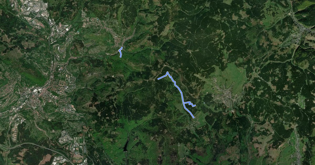 Маршрут Wanderweg Vesser-Goldlauter на спутниковом снимке