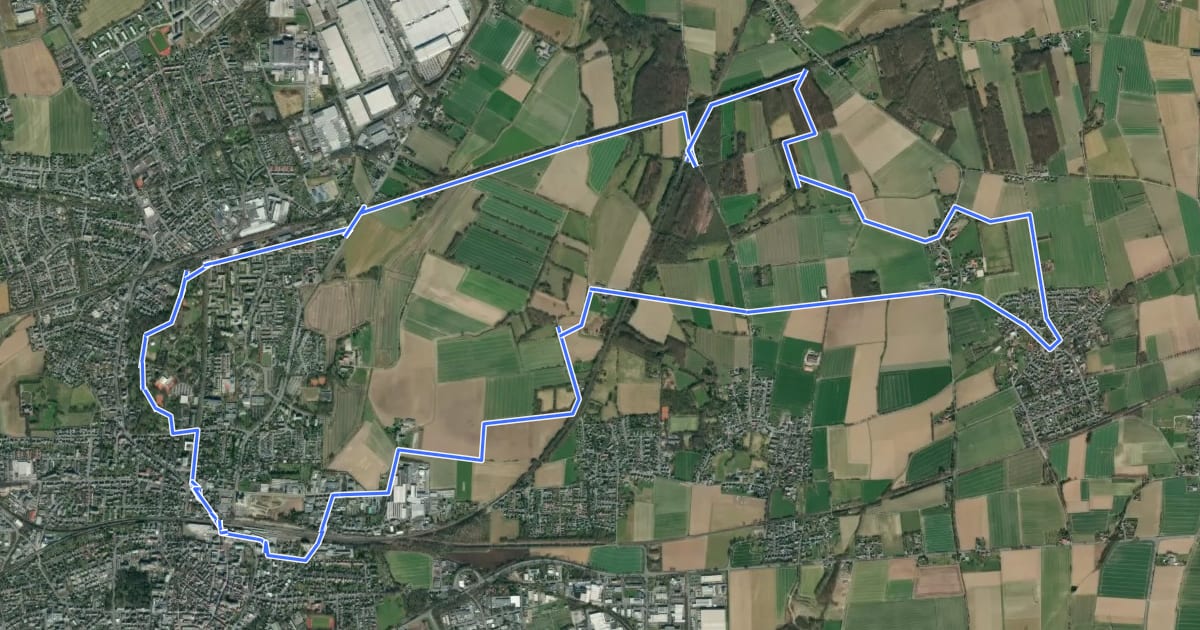 Маршрут Wanderweg Volldreieck Unna - Lünern - Königsborn на спутниковом снимке