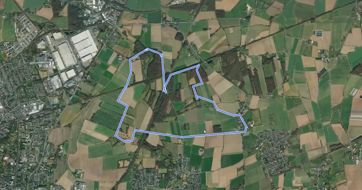 Маршрут Wanderweg Vollquadrat Mühlhauser Mark на спутниковом снимке