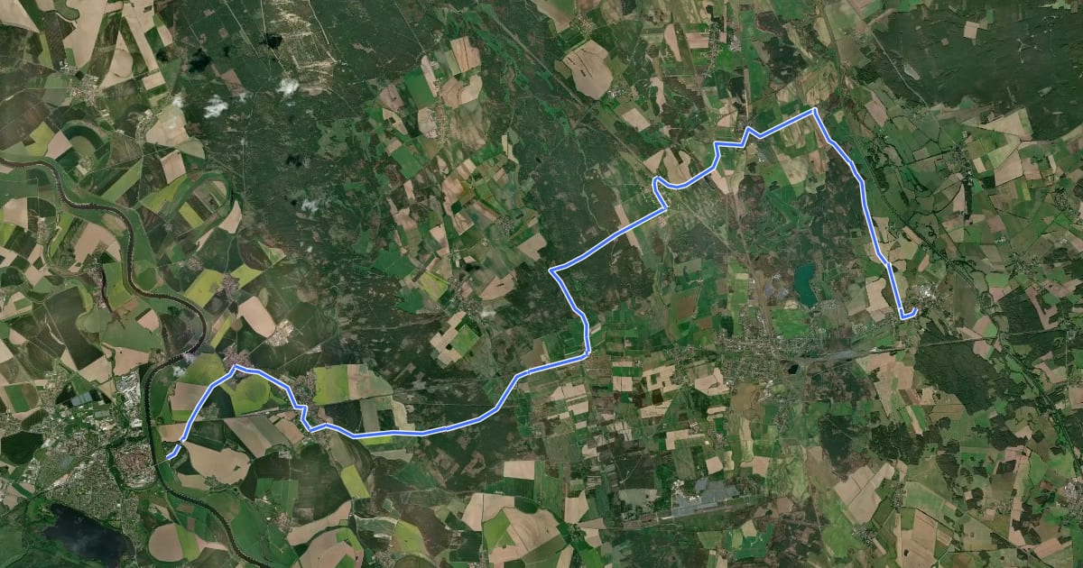 Маршрут Wanderweg vom Uebigau über Großrössen, Rehfeld, Beilrode... на спутниковом снимке
