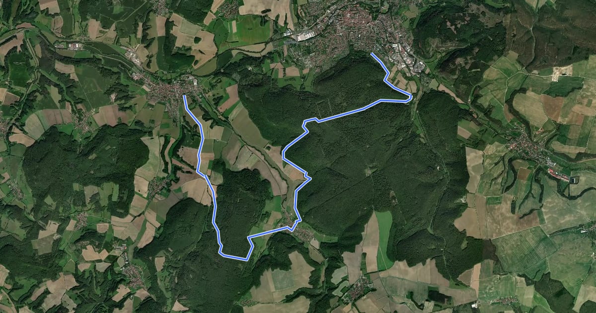 Маршрут Wanderweg von Heilbad Heiligenstadt nach Uder (Roter Punkt) на спутниковом снимке