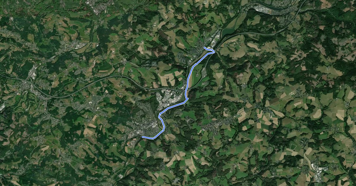 Маршрут Wanderweg Von Vilkerath zum Hallenbad in Overath на спутниковом снимке