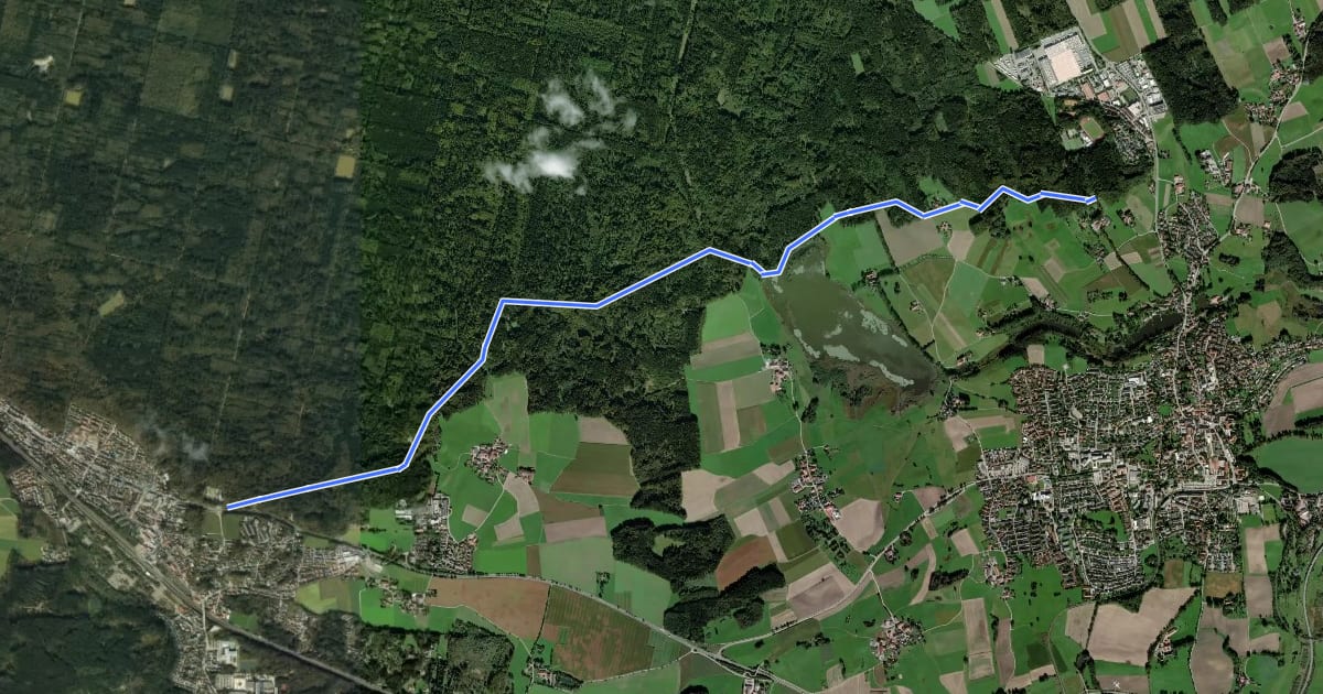 Маршрут Wanderweg weiß-rot на спутниковом снимке