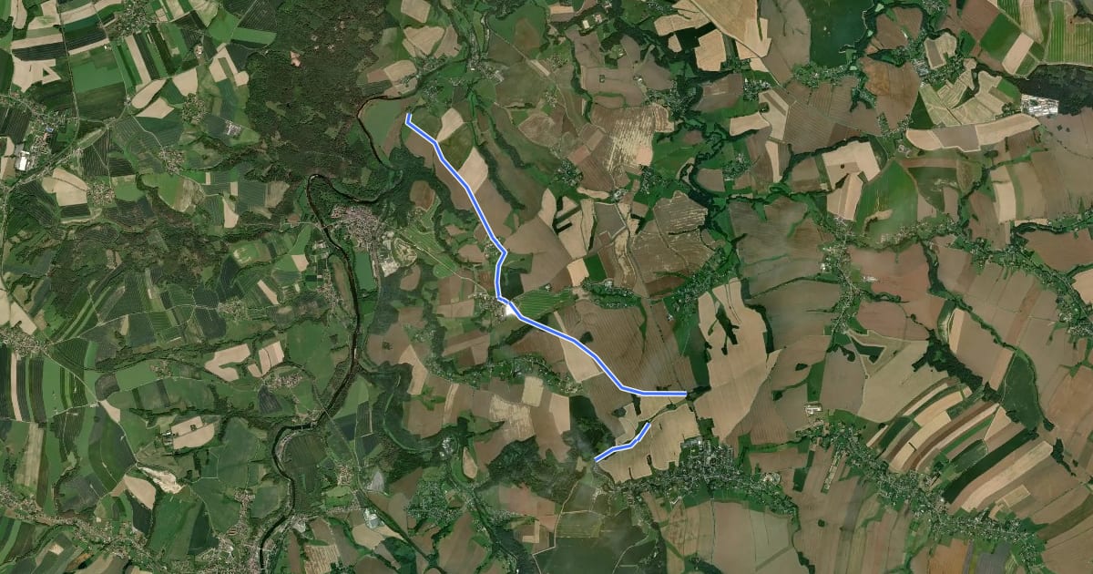 Маршрут Wanderweg Wiederau – Nöbeln – Wechselburg на спутниковом снимке