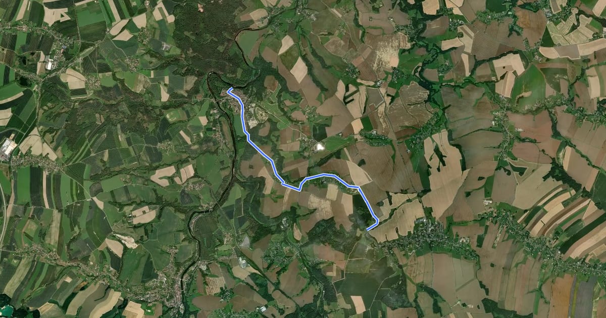 Маршрут Wanderweg Wiederau – Seitenhain – Wechselburg на спутниковом снимке