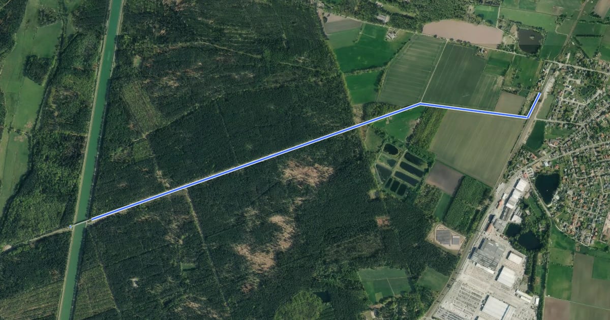 Маршрут Wanderweg zum Isetal на спутниковом снимке
