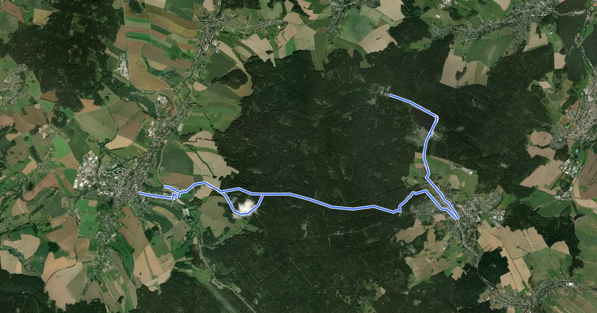 Маршрут Wanderweg Zwönitz - Geyerscher Teich на спутниковом снимке