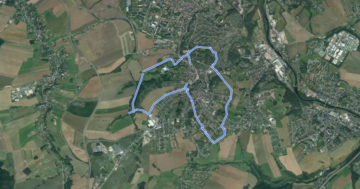 Маршрут Wanderweg Zwickau-Planitz на спутниковом снимке
