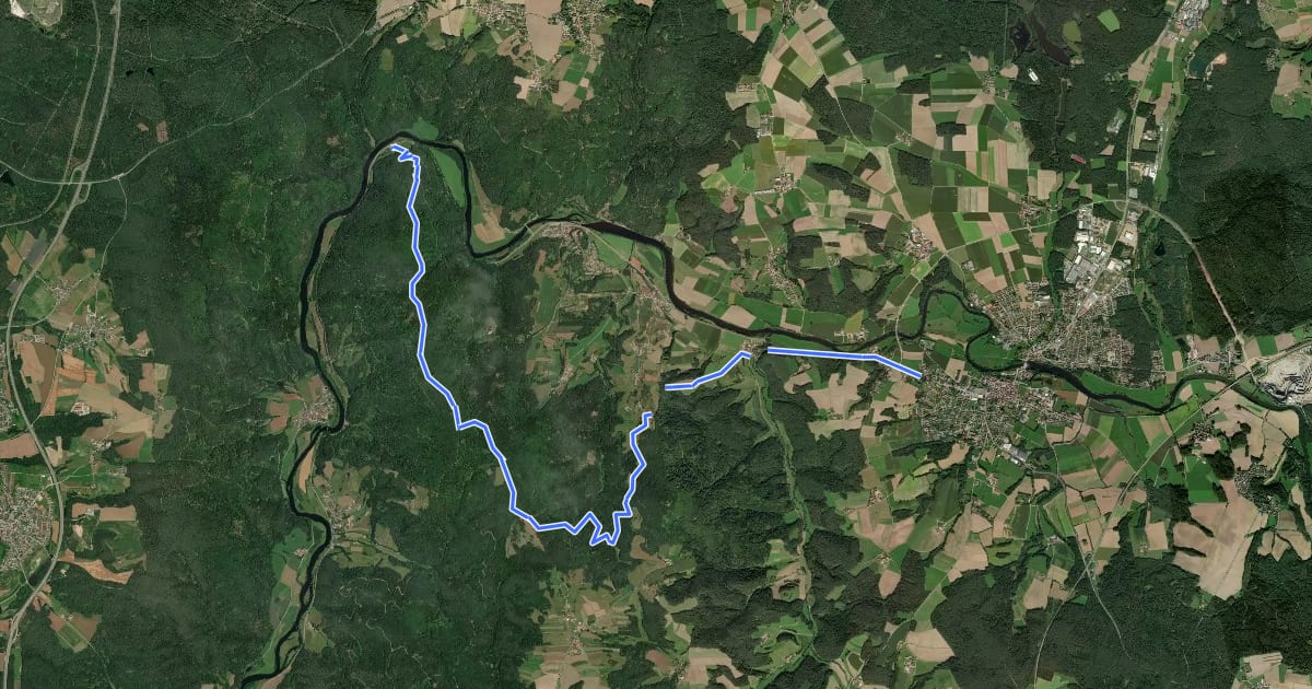 Маршрут Wanderwege rund um Nittenau - 02 - Wackelstein на спутниковом снимке