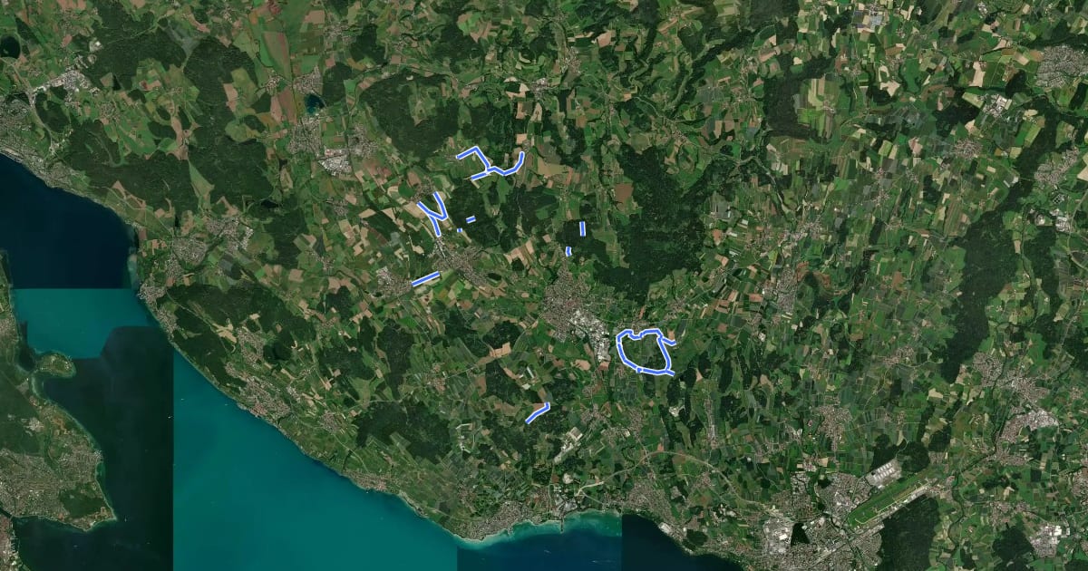 Маршрут Wanderwegenetz Bodenseekreis, Markdorf на спутниковом снимке