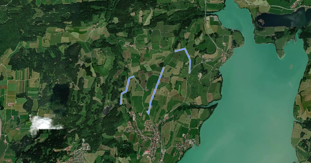 Маршрут Wanderwegenetz Gemeinde Rieden am Forggensee на спутниковом снимке