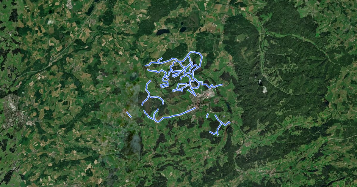Маршрут Wanderwegenetz Isny im Allgäu на спутниковом снимке