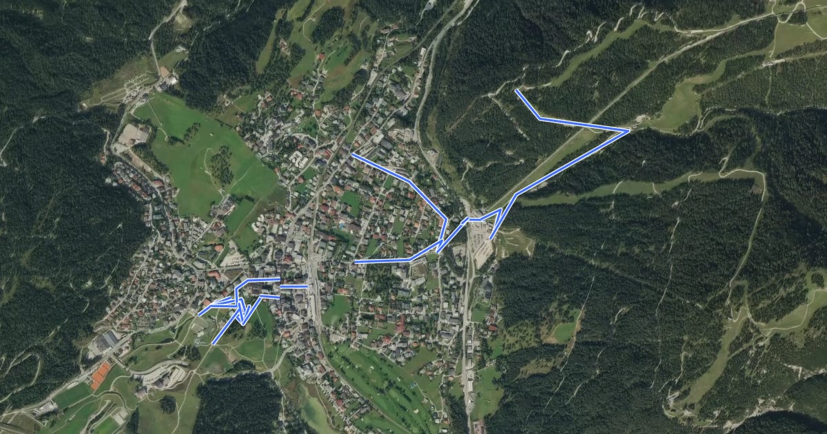 Маршрут Wanderwegenetz Seefeld in Tirol на спутниковом снимке