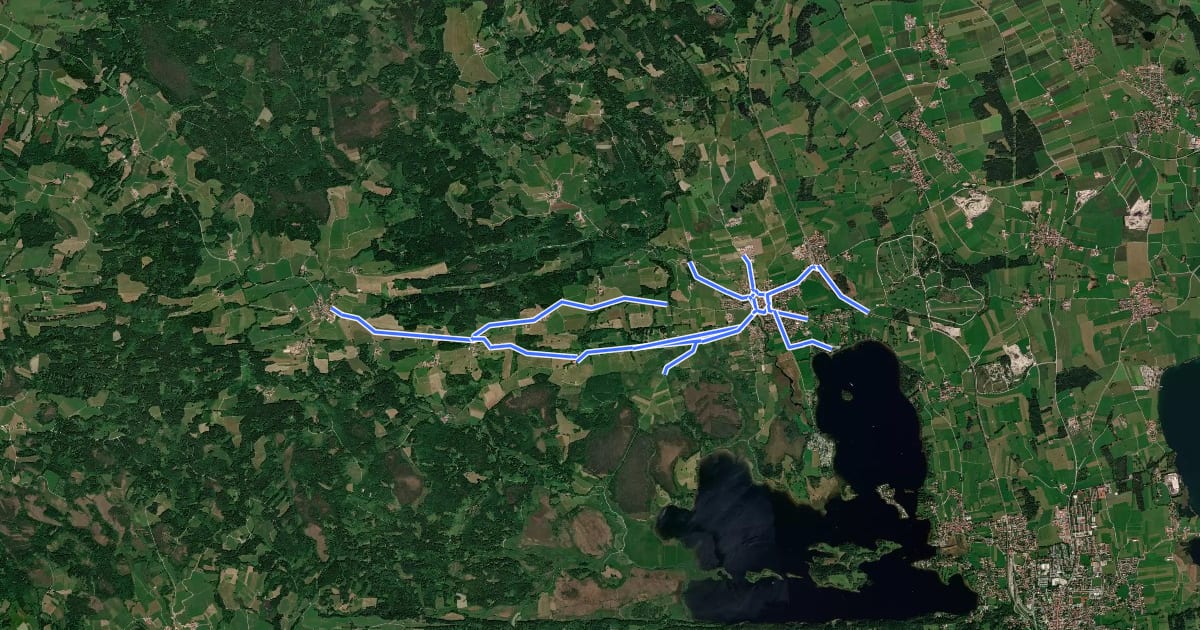 Маршрут Wanderwegenetz Uffing am Staffelsee на спутниковом снимке