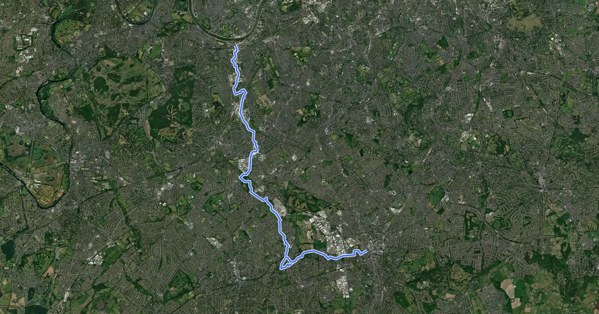 Маршрут Wandle Trail на спутниковом снимке