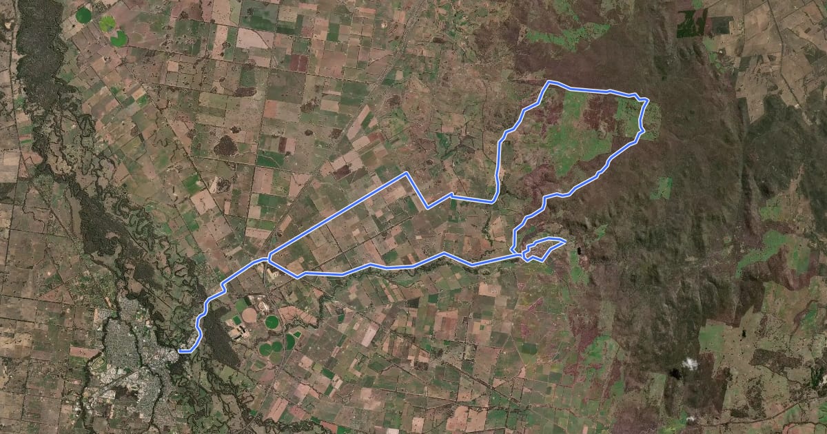 Маршрут Wangaratta - Eldorado Loop на спутниковом снимке