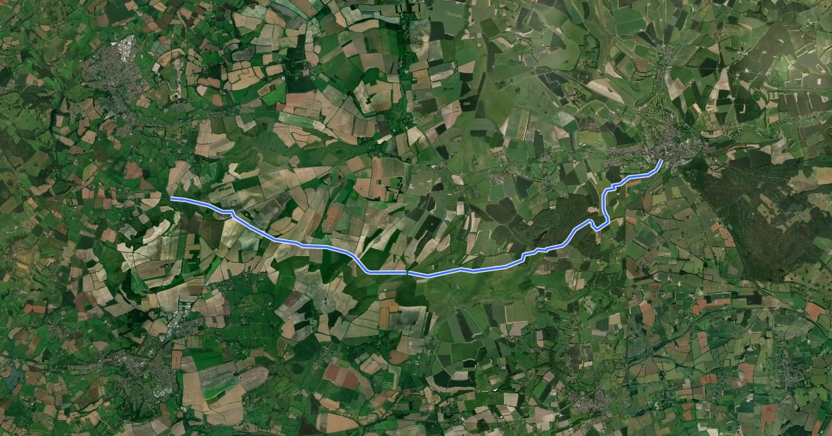 Маршрут Wansdyke Path на спутниковом снимке