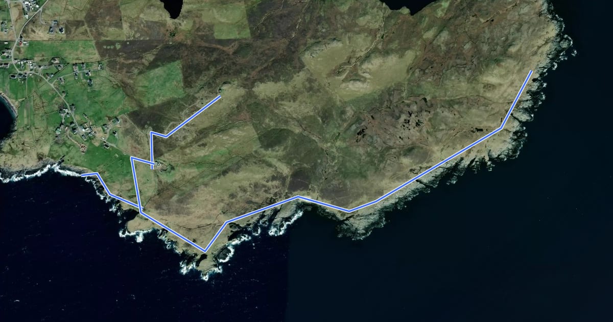 Маршрут Ward of Clett and Hevda Field на спутниковом снимке