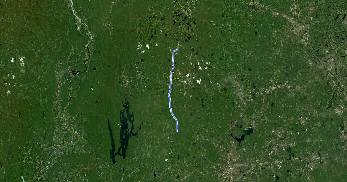 Маршрут Ware River Rail Trail на спутниковом снимке