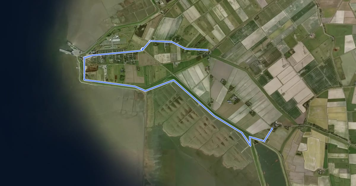 Маршрут Warftenroute на спутниковом снимке