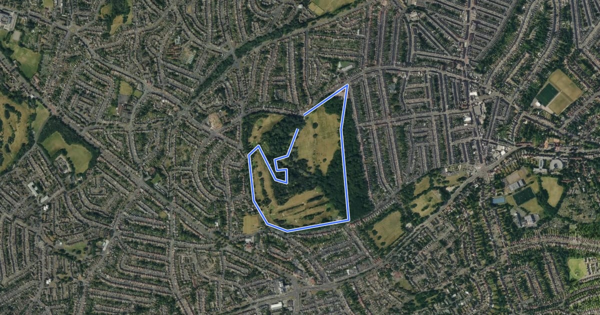 Маршрут Warley Woods History Trail на спутниковом снимке