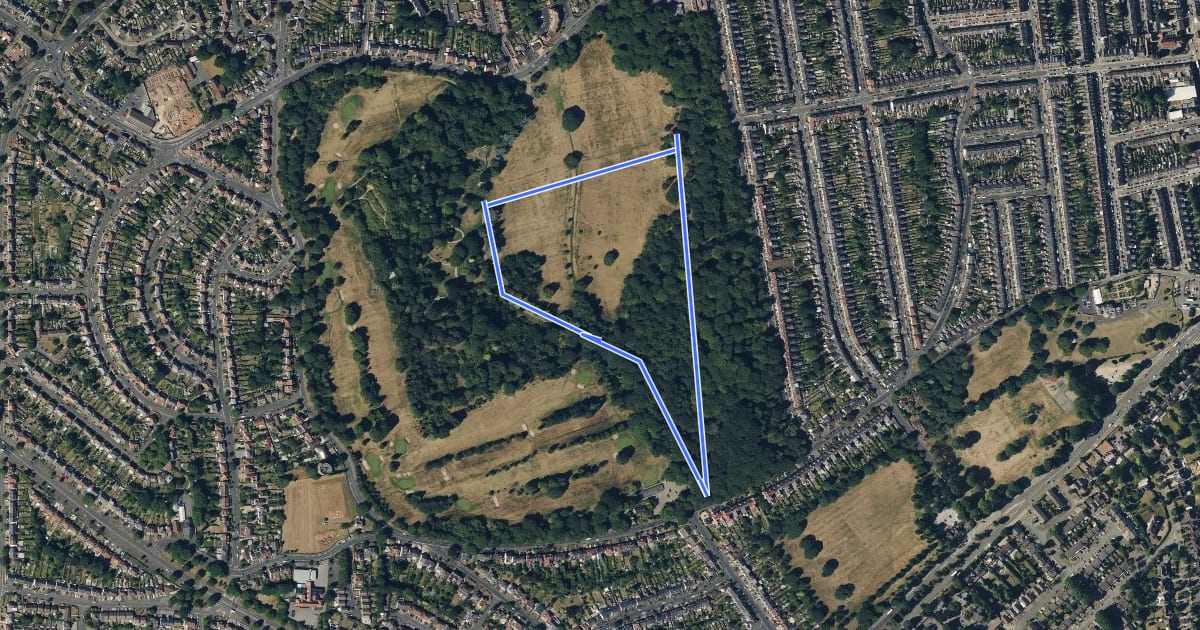 Маршрут Warley Woods Tree Trail на спутниковом снимке
