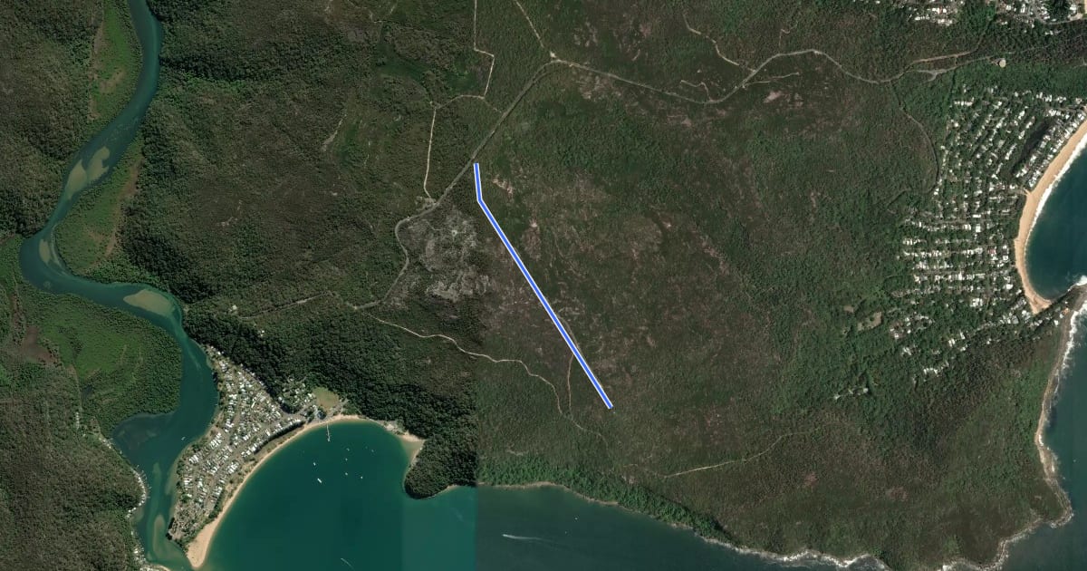 Маршрут Warrah Trig Road на спутниковом снимке
