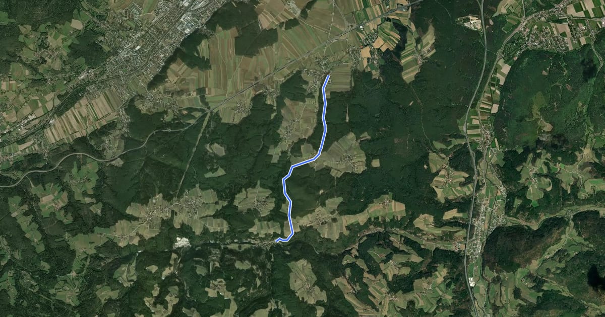 Маршрут Wartmannstetten - Weibnitz - Haßbach на спутниковом снимке