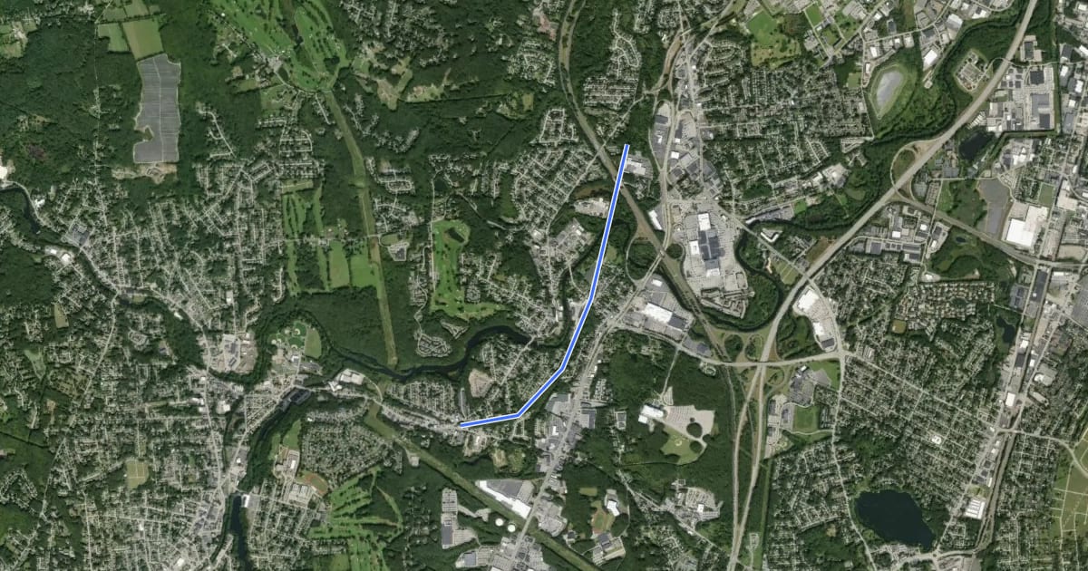Маршрут Warwick Greenway на спутниковом снимке