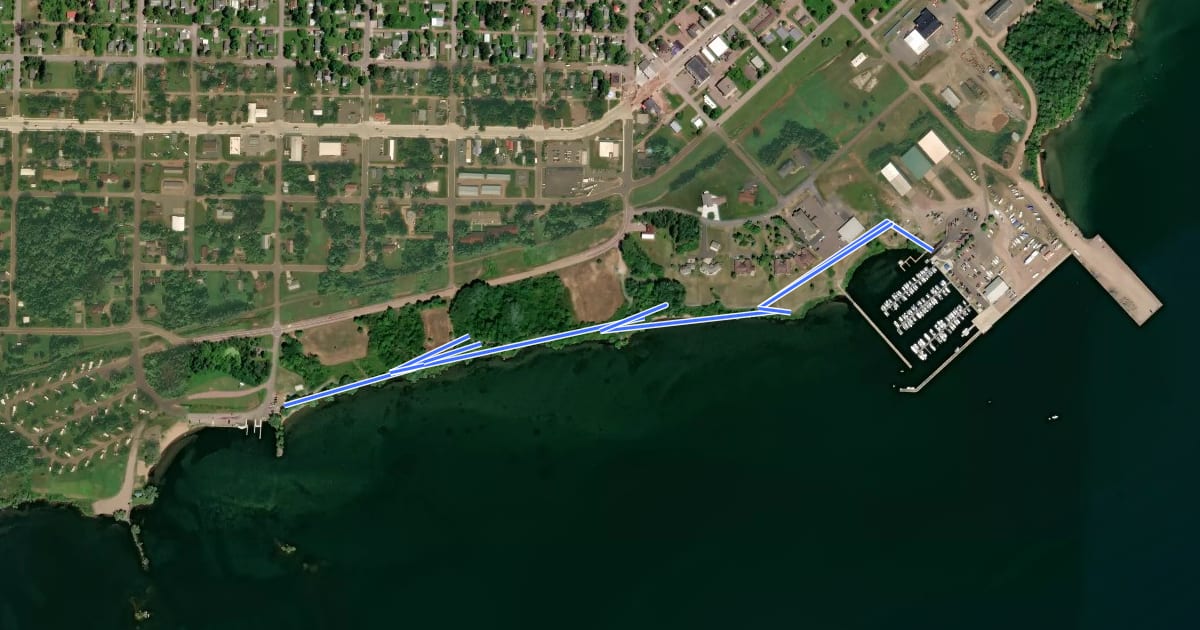 Маршрут Washburn Lakefront Parkway на спутниковом снимке
