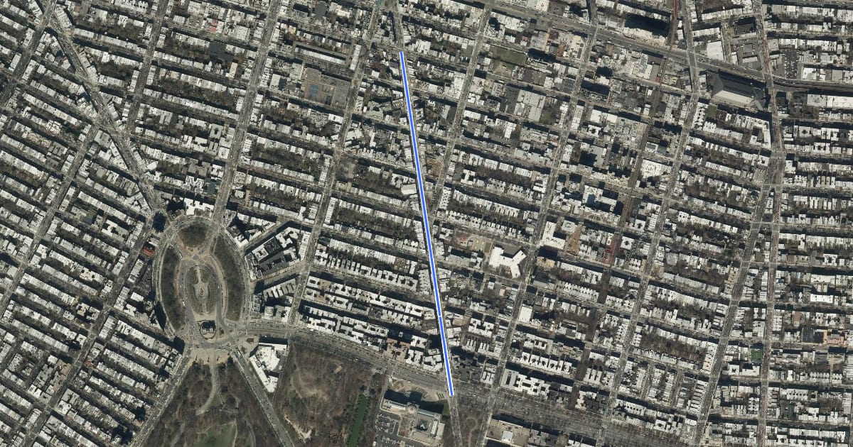 Маршрут Washington Avenue на спутниковом снимке
