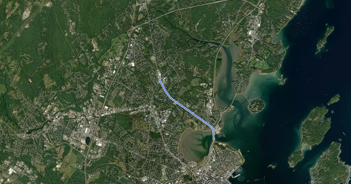 Маршрут Washington Avenue bike route на спутниковом снимке