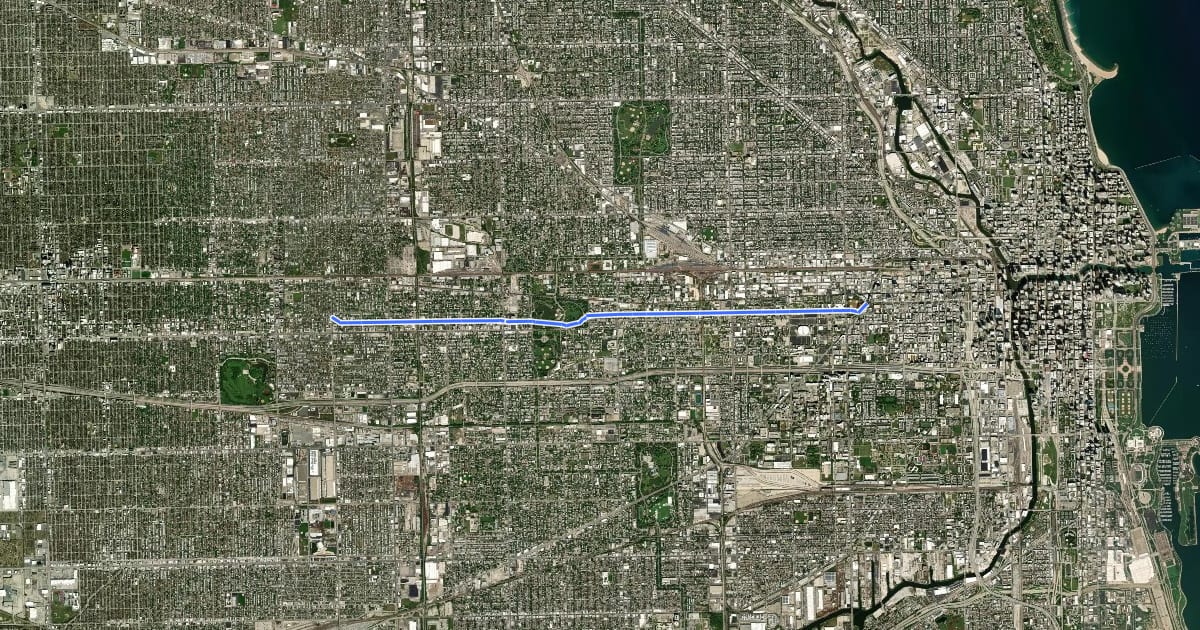 Маршрут Washington Boulevard на спутниковом снимке