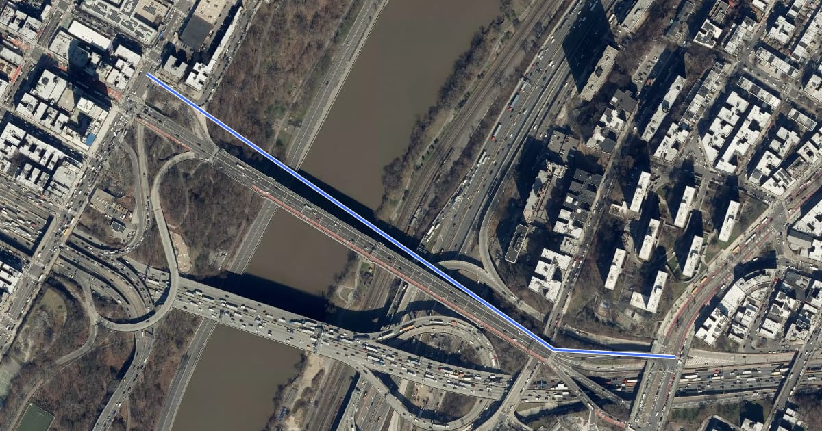 Маршрут Washington Bridge на спутниковом снимке