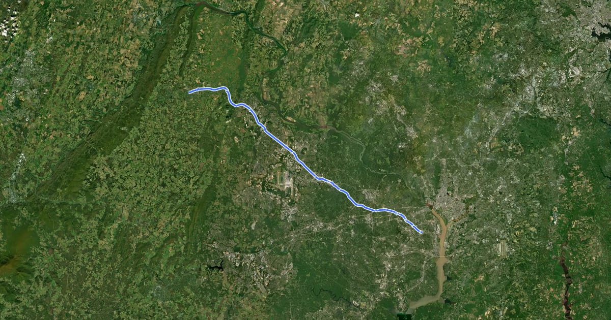 Маршрут Washington & Old Dominion Trail на спутниковом снимке