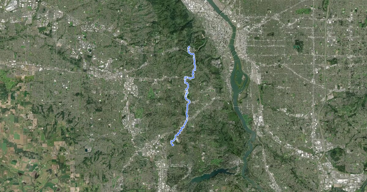 Маршрут Washington Park to Lesser Park Trail на спутниковом снимке