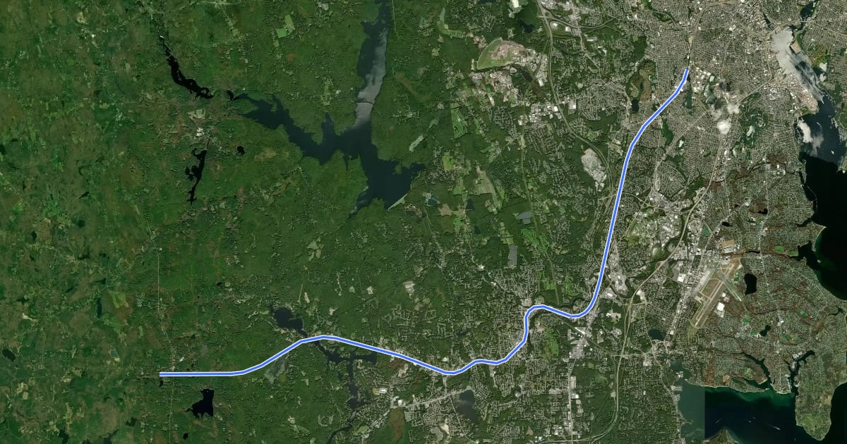 Маршрут Washington Secondary Bike Path на спутниковом снимке