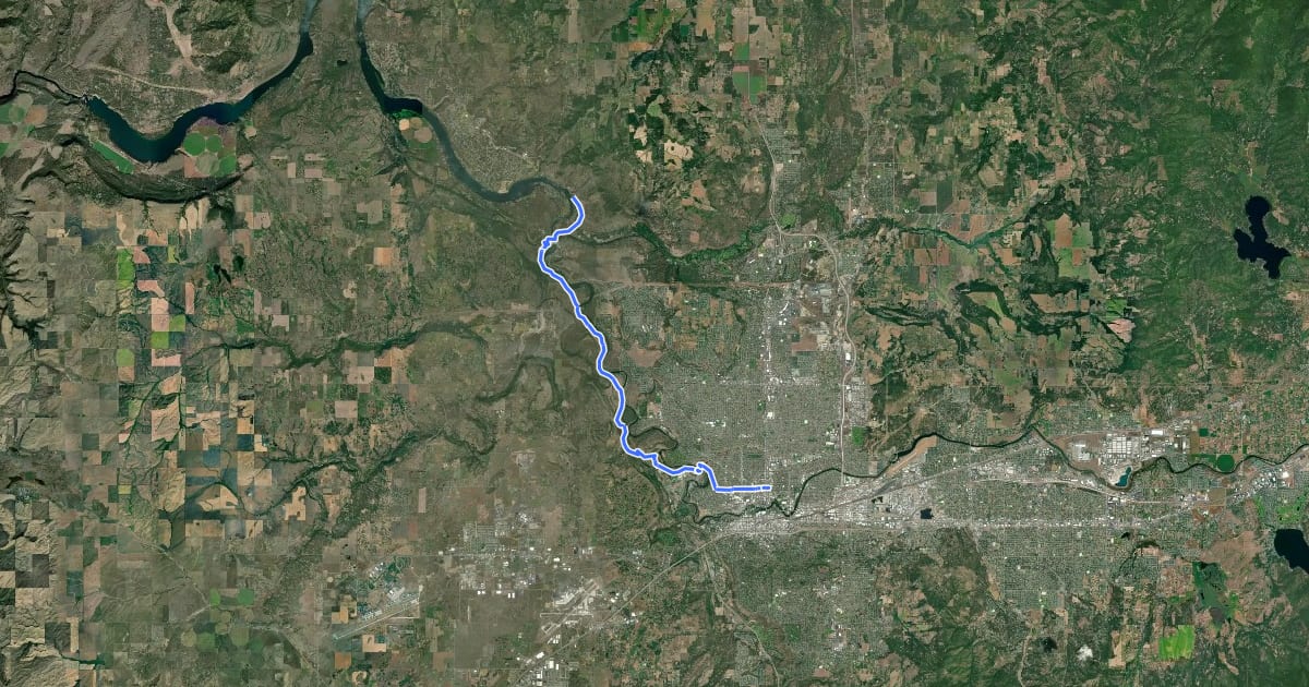 Маршрут Washington State Route 291 Bike Route на спутниковом снимке