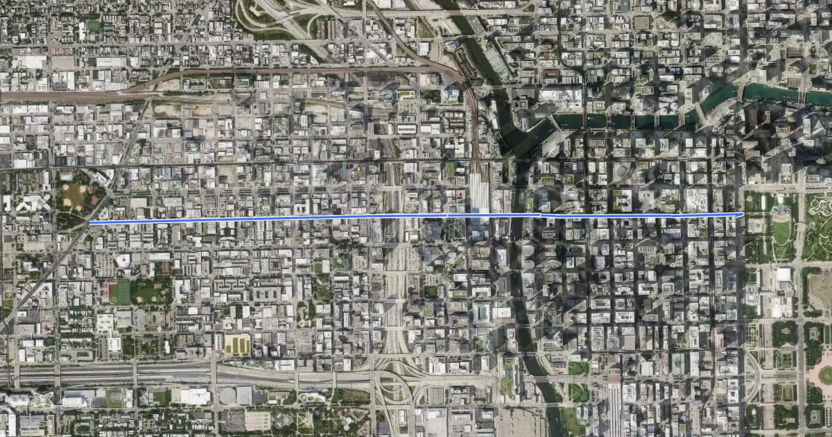 Маршрут Washington Street на спутниковом снимке