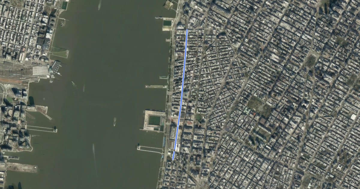 Маршрут Washington Street на спутниковом снимке