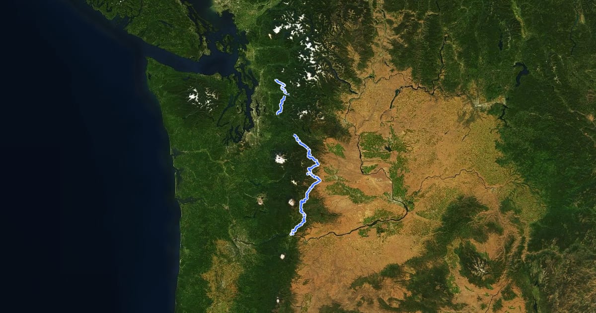 Маршрут Washington Timber Trail на спутниковом снимке