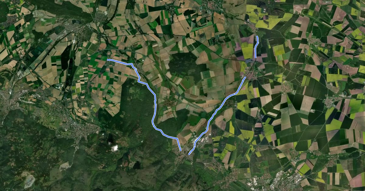 Маршрут Wasser am Grünen Band на спутниковом снимке