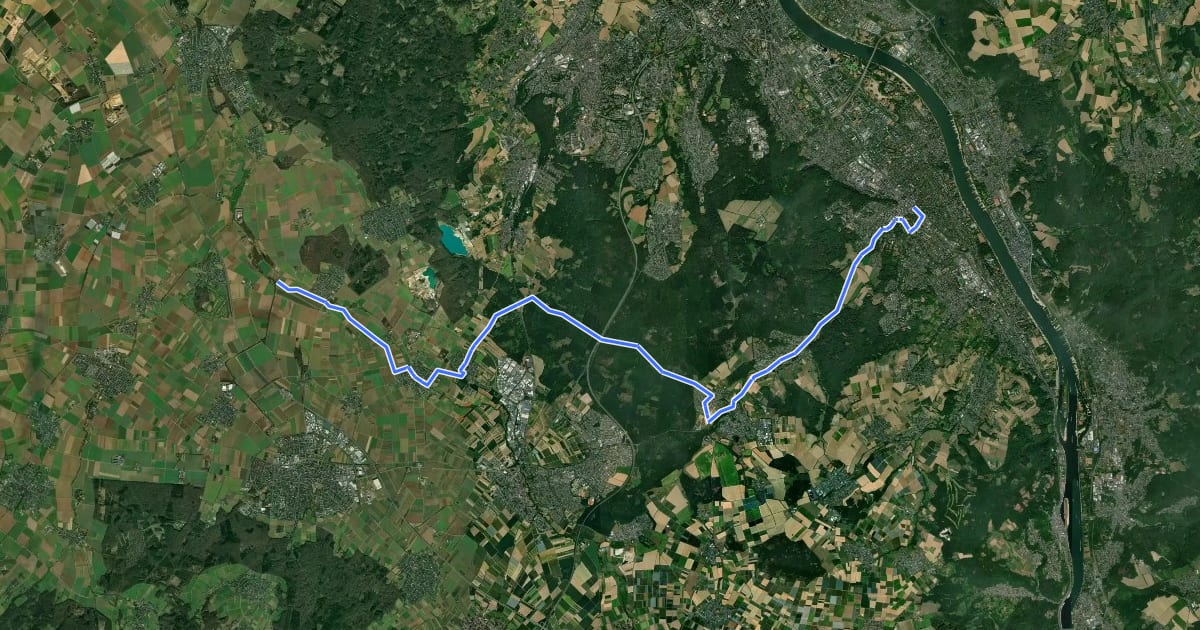 Маршрут Wasserburgen-Route Etappe 1a und 1b (gemeinsamer Abschnitt) на спутниковом снимке