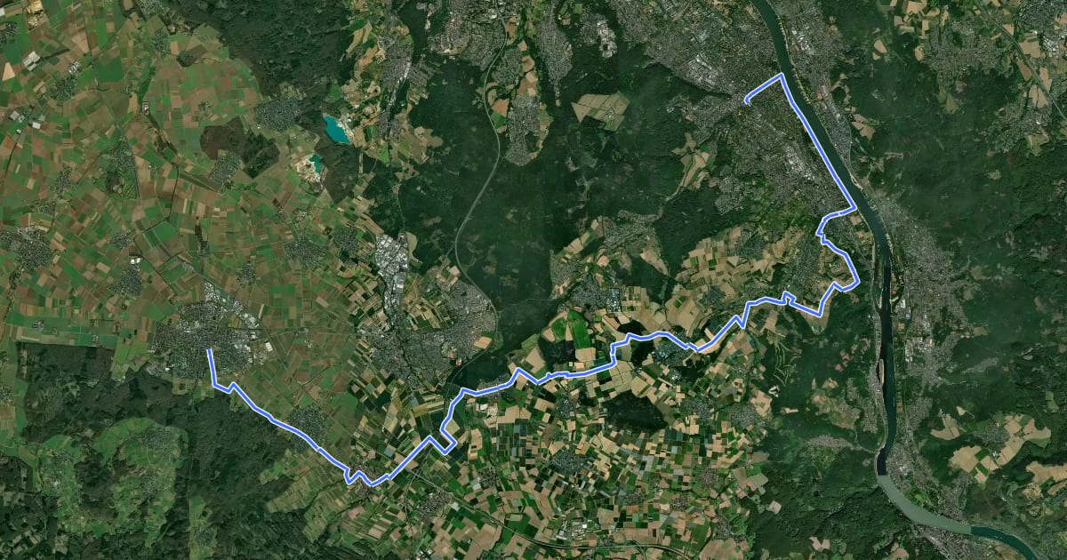 Маршрут Wasserburgen-Route Etappe 8a на спутниковом снимке