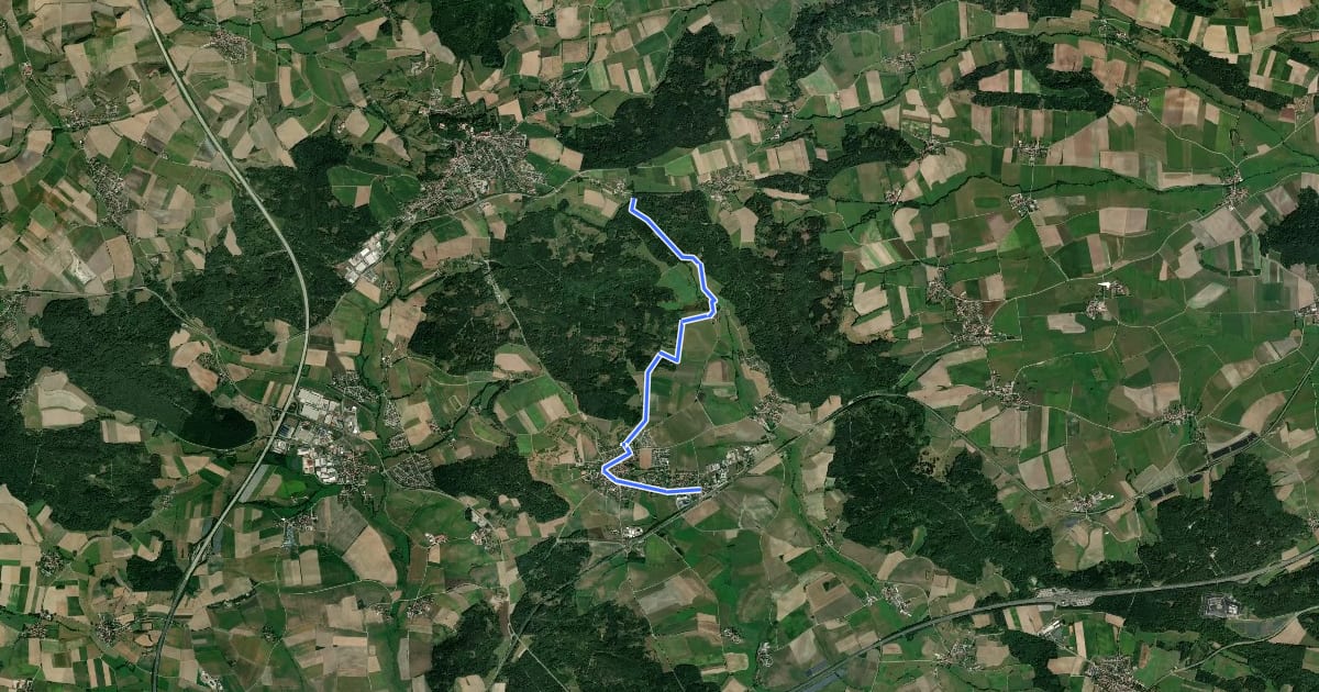 Маршрут Wasserscheideweg Zubringer Dombühl - Schillingsfürst на спутниковом снимке