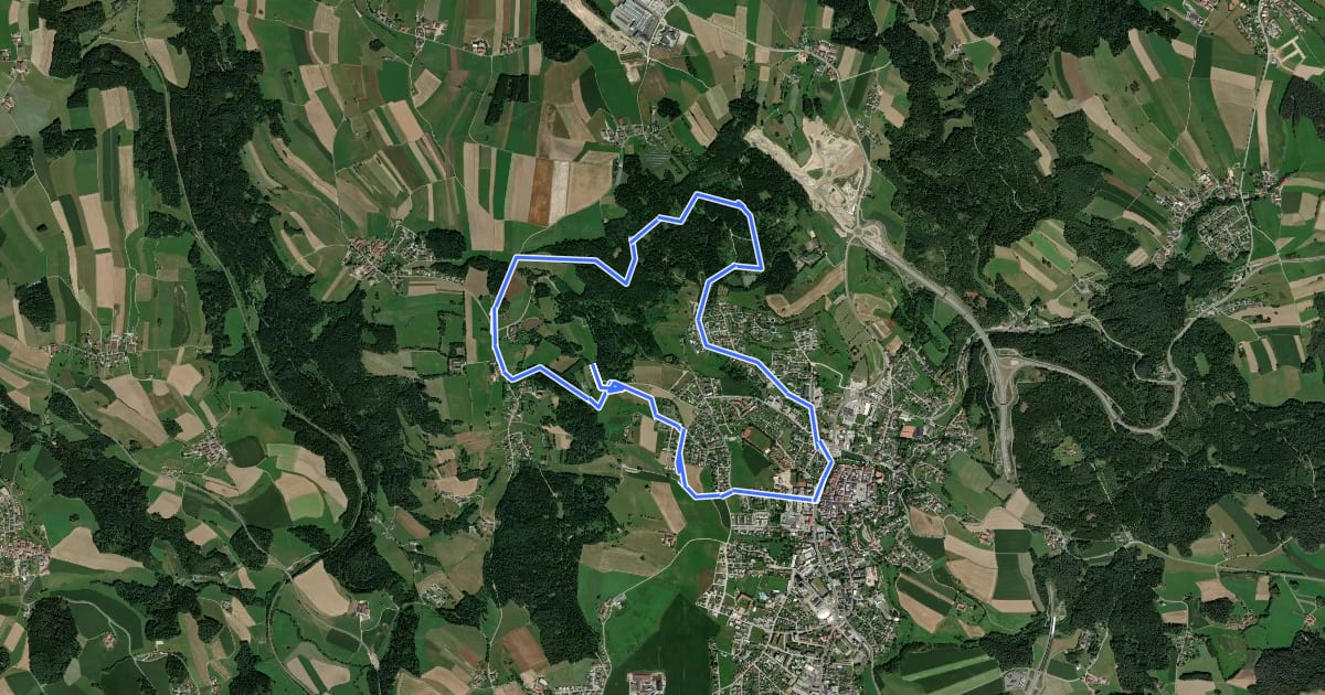 Маршрут Wasserwanderweg на спутниковом снимке