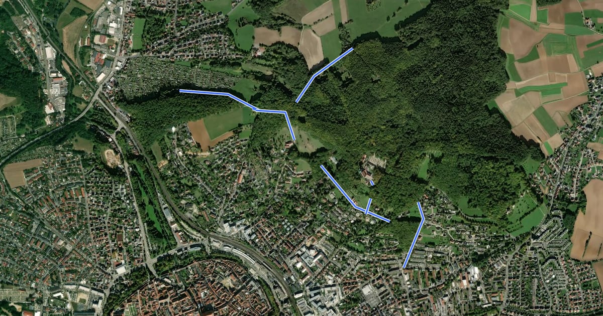 Маршрут WasserWanderWeg на спутниковом снимке