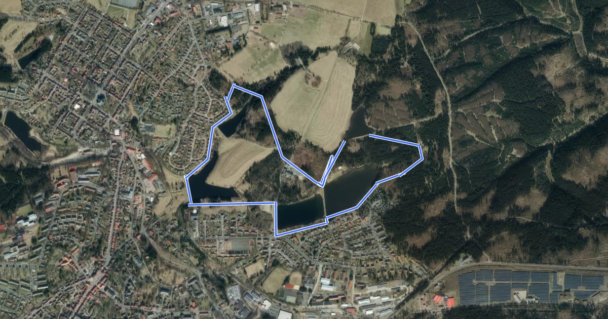 Маршрут WasserWanderWeg Clausthaler Teiche на спутниковом снимке