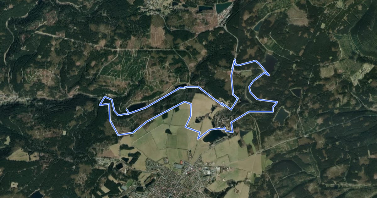 Маршрут WasserWanderWeg Zellerfelder Kunstgraben на спутниковом снимке