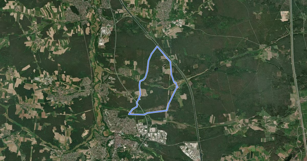 Маршрут Wasserweg (Roth) на спутниковом снимке